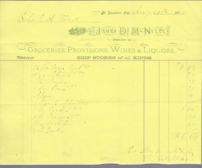 James D. McNulty to S. A. Wood, Receipt