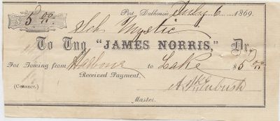 James Norris, Tug to Mystic, Receipt