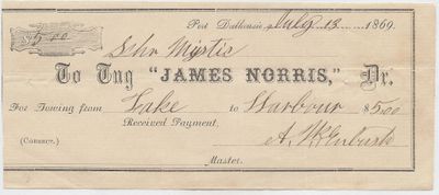 James Norris, Tug to Mystic, Receipt