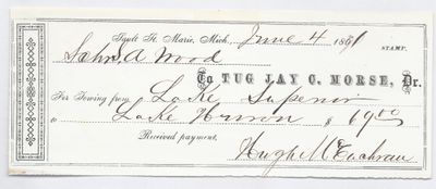 Jay C. Morse, Tug to S. A. Wood, Receipt