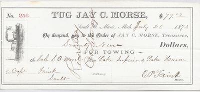 Jay C. Morse, Tug to S. A. Wood, Receipt