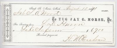 Jay C. Morse, Tug to S. A. Wood, Receipt