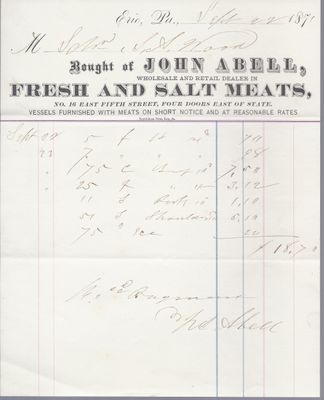 John Abell to S. A. Wood, Receipt