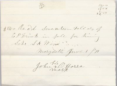 John O'Hara to S. A. Wood, Receipt