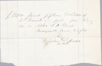 John O'Hara to S. A. Wood, Receipt