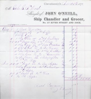 John O'Neil & Co. to S. A. Wood, Accounts