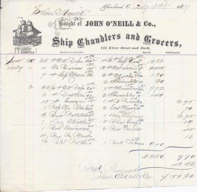 John O'Neil Co. to Mystic, Receipt