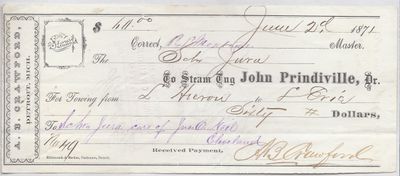 John Prindiville, Tug to Jura, Receipt