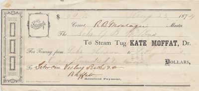 Kate Moffat Tug to John B. Wilbor, Receipt