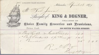 King & Degner to Jura, Receipt