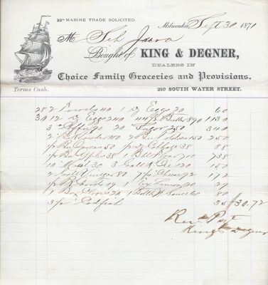 King & Degner to Jura, Receipt