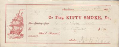 Kitty Smoke, Tug to S. A. Wood, Receipt