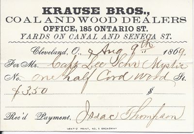 Krause Bros. to Mystic, Receipt