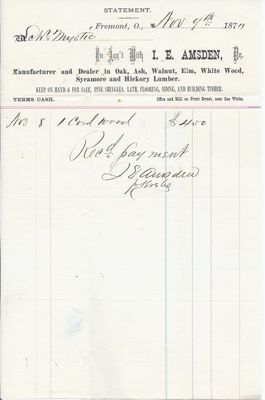 L. E. Amsden to Mystic, Receipt