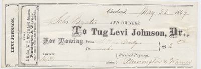 Levi Johnson, Tug to Mystic, Receipt