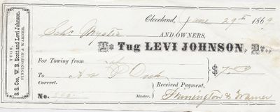 Levi Johnson, Tug to Mystic, Receipt