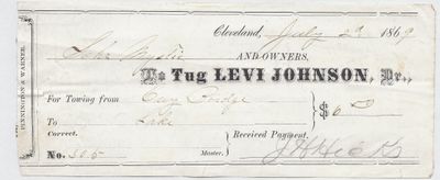 Levi Johnson, Tug to Mystic, Receipt