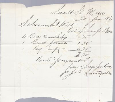 Lewis ? to S. A. Wood, Receipt