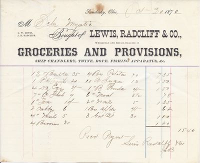 Lewis, Radcliff & Co. to Mystic, Receipt