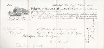 Moore & Dixon to Jura, Bill of Lading