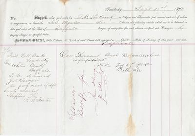 O. B. Lockwood to Mystic, Bill of Lading