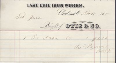 Otis & Co., Lake Erie Iron Works to Jura, Receipt