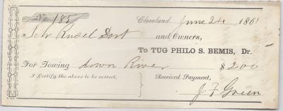 Philo S. Bemis, Tug to Russell Dart, Receipt