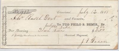 Philo S. Bemis, Tug to Russell Dart, Receipt