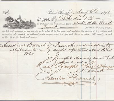 Rhodes & Co. to S. A. Wood, Bill of Lading