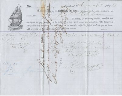 Rhodes & Co. to John B. Wilbor, Bill of Lading