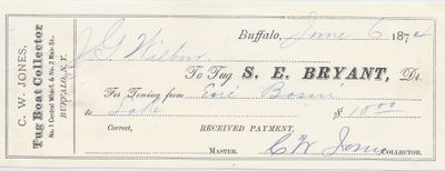 S. E. Bryant Tug to John B. Wilbor, Receipt