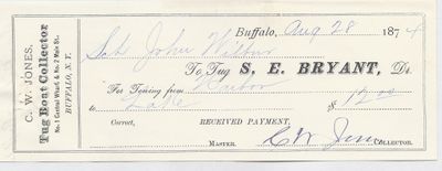 S. E. Bryant Tug to John B. Wilbor, Receipt