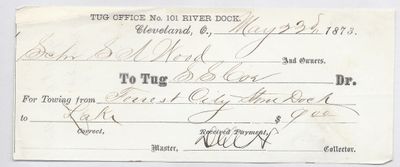 S. S. Coe, Tug to S. A. Wood, Receipt