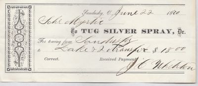 Silver Spray, Tug to Mystic, Receipt