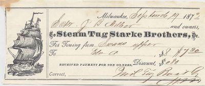 Starke Brothers Tug to John B. Wilbor, Receipt