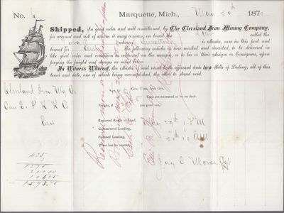 The Cleveland Iron Mining Co. to Jura, Bill of Lading