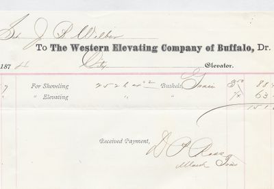 The Western Elevating Company of Buffalo to John B. Wilbor, Receipt