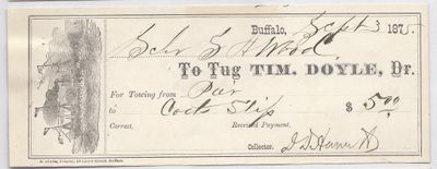 Tim Doyle, Tug to S. A. Wood, Receipt