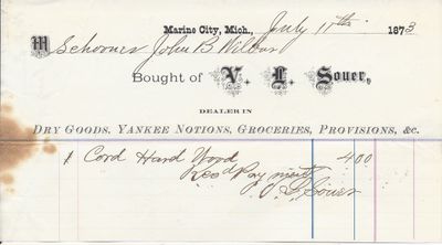 V. L. Souer to John B. Wilbor, Receipt