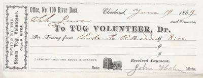 Volunteer, Tug to Jura, Receipt