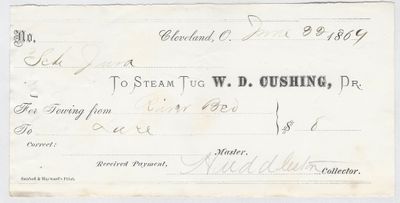 W. D. Cushing, Tug to Jura, Receipt