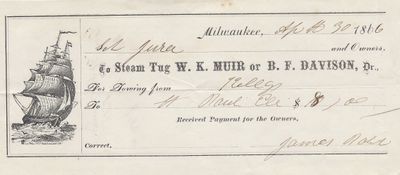 W. K. Muir or B. F. Davison, Tug to Jura, Receipt