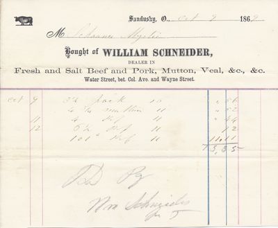 William Schneider to Mystic, Receipt