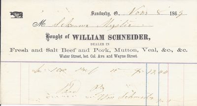 William Schneider to Mystic, Receipt