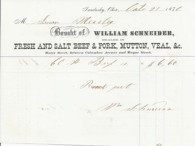 William Schneider to Mystic, Receipt