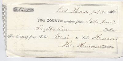 Zouave, Tug to Jura, Receipt