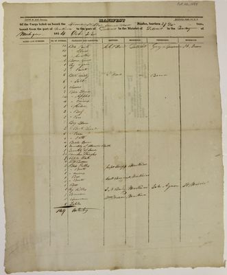 St. Clair, Manifest, 22 October 1824