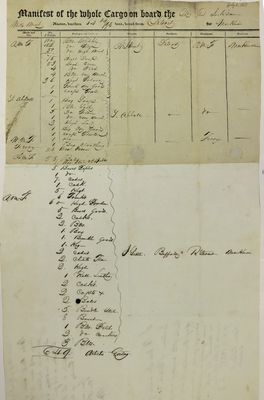 General Jackson, Manifest, 2 July 1825