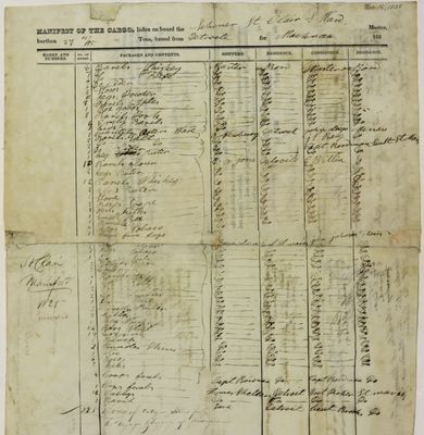 St. Clair, Manifest, 16 November 1825