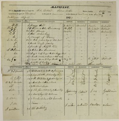 Detroit, Manifest, 11 May 1829